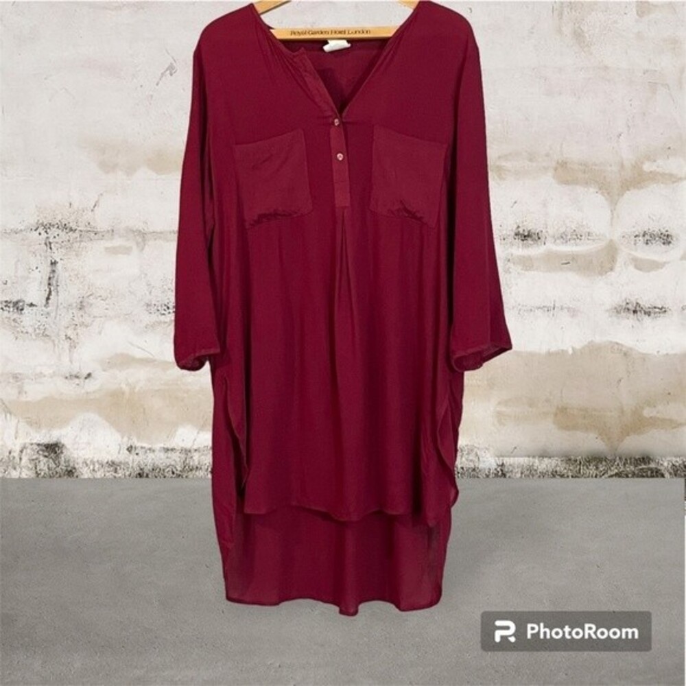 Anthropologie Fig and Flower hi-low tunic in burgundy. Women’s size XL